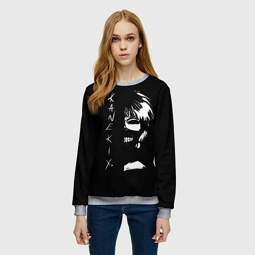 Женский свитшот Tokyo Ghoul Kaneki Ken - anime / 3D-Меланж – фото 3