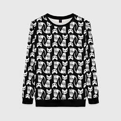 Свитшот женский Скелет кошки - Halloween pattern, цвет: 3D-черный