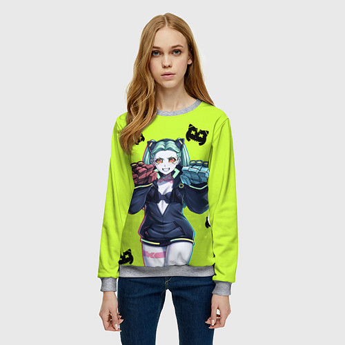 Женский свитшот Ребекка из аниме Cyberpunk Edgerunners / 3D-Меланж – фото 3
