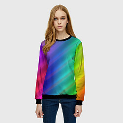 Свитшот женский Полосы всех цветов радуги, цвет: 3D-черный — фото 2