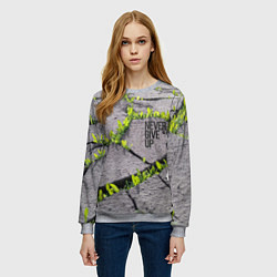 Свитшот женский Never give up - никогда не сдавайся прорасти сквоз, цвет: 3D-меланж — фото 2