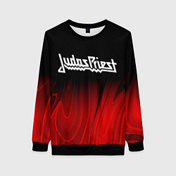 Свитшот женский Judas Priest red plasma, цвет: 3D-черный