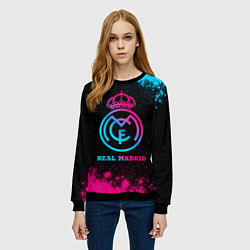 Свитшот женский Real Madrid - neon gradient, цвет: 3D-черный — фото 2