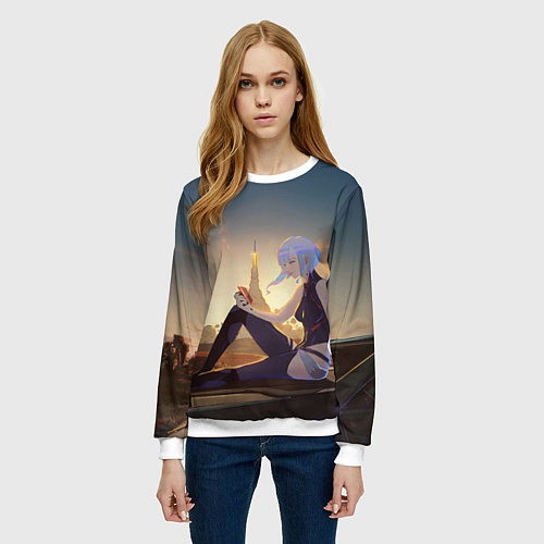 Женский свитшот Грустная Люси / 3D-Белый – фото 3