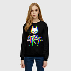 Свитшот женский Stray glitch logo, цвет: 3D-черный — фото 2