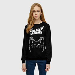 Свитшот женский Black Sabbath рок кот, цвет: 3D-черный — фото 2
