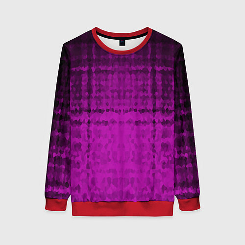 Женский свитшот Абстрактный мозаичный черно - пурпурный узор / 3D-Красный – фото 1