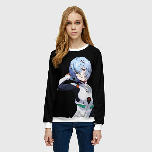 Женский свитшот Евангелион - Аянами Рэй / 3D-Белый – фото 3