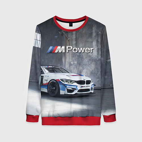 Женский свитшот BMW M4 GT4 - racing team - motorsport / 3D-Красный – фото 1