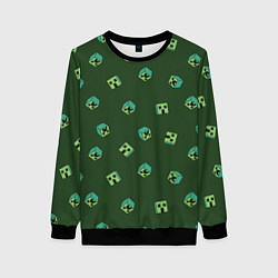 Женский свитшот Minecraft - зеленые лица