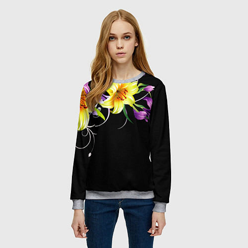 Женский свитшот Лилии / 3D-Меланж – фото 3