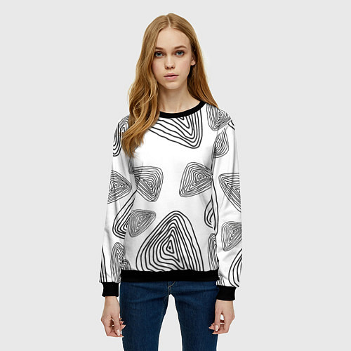 Женский свитшот Чёрные отпечатки древности / 3D-Черный – фото 3