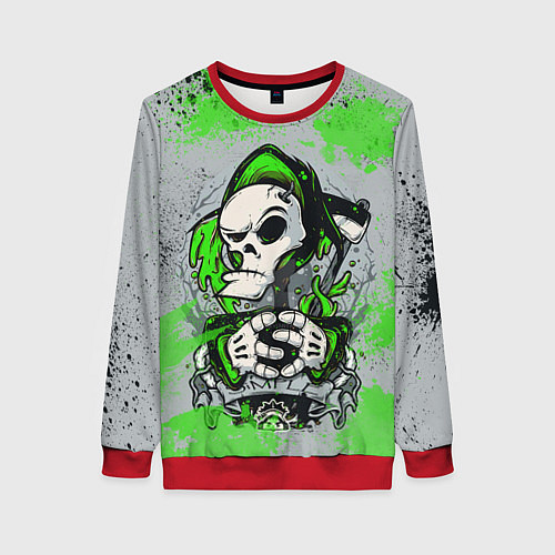 Женский свитшот Slipknot скелет green / 3D-Красный – фото 1