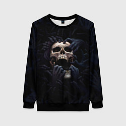 Свитшот женский Hands on skull, цвет: 3D-черный