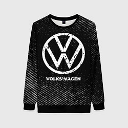 Свитшот женский Volkswagen с потертостями на темном фоне, цвет: 3D-черный