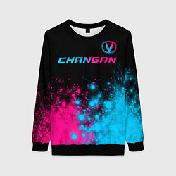 Свитшот женский Changan - neon gradient: символ сверху, цвет: 3D-черный
