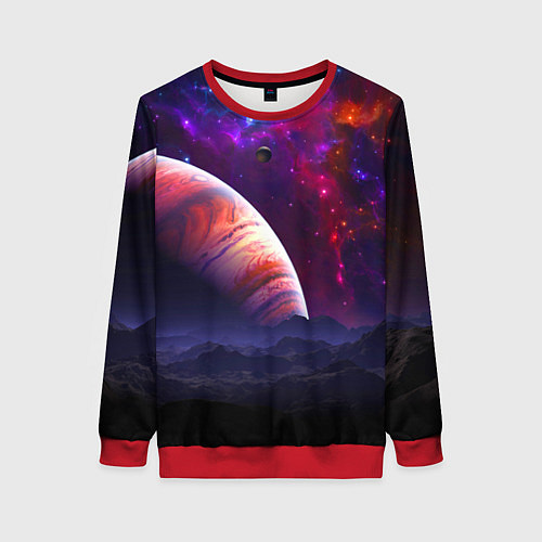 Женский свитшот Бесконечное космическое пространство - Планета / 3D-Красный – фото 1