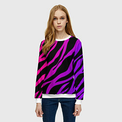 Свитшот женский Неоновый паттерн линии, цвет: 3D-белый — фото 2