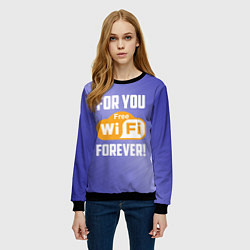 Свитшот женский Бесплатный Wi-Fi навсегда, цвет: 3D-черный — фото 2