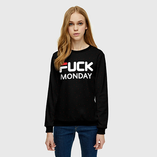 Женский свитшот Fuck monday - antibrand, fila / 3D-Черный – фото 3