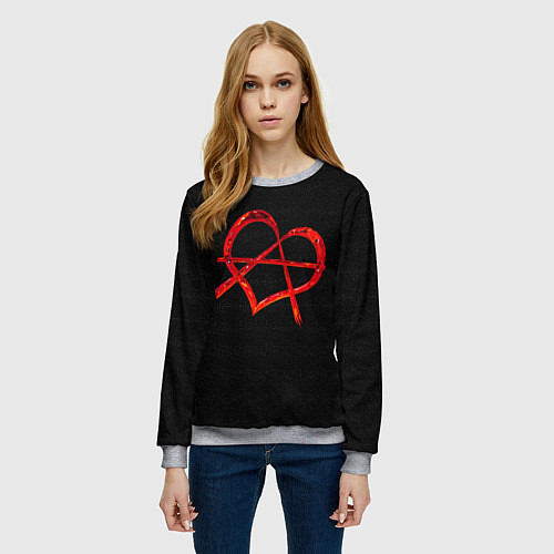 Женский свитшот Сердце анархиста / 3D-Меланж – фото 3