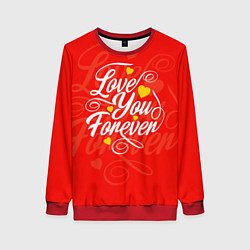 Свитшот женский Love you forever - hearts, patterns, цвет: 3D-красный