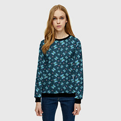 Свитшот женский Бабочки и цветы на фоне точек, цвет: 3D-черный — фото 2