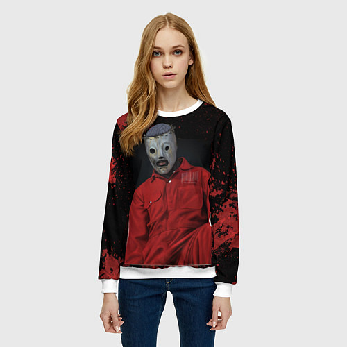 Женский свитшот Slipknot red & black / 3D-Белый – фото 3