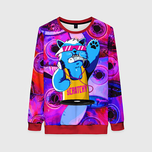 Женский свитшот DJ Scratchy in pink glasses / 3D-Красный – фото 1