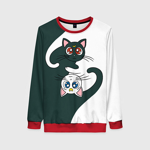 Женский свитшот Луна и Артемис инь-янь / 3D-Красный – фото 1