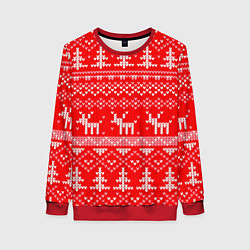 Женский свитшот Рождественский красный свитер с оленями
