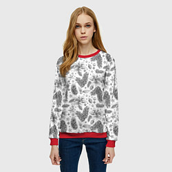 Свитшот женский Новогодние шишки, цвет: 3D-красный — фото 2