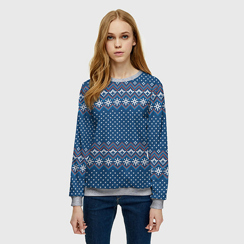 Женский свитшот Вязанный стиль - классика / 3D-Меланж – фото 3