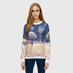 Свитшот женский Новый год ночь, цвет: 3D-белый — фото 2