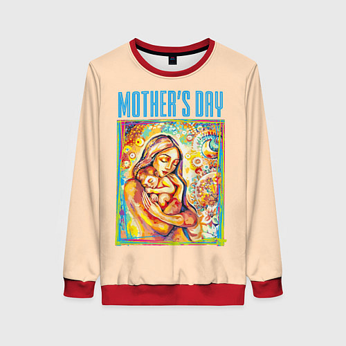 Женский свитшот Mothers Day - дитя с матерью / 3D-Красный – фото 1