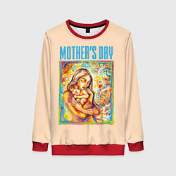 Свитшот женский Mothers Day - дитя с матерью, цвет: 3D-красный