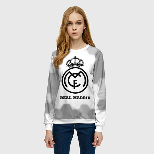 Женский свитшот Real Madrid sport на светлом фоне / 3D-Белый – фото 3