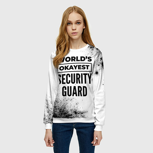 Женский свитшот Worlds okayest security guard - white / 3D-Белый – фото 3