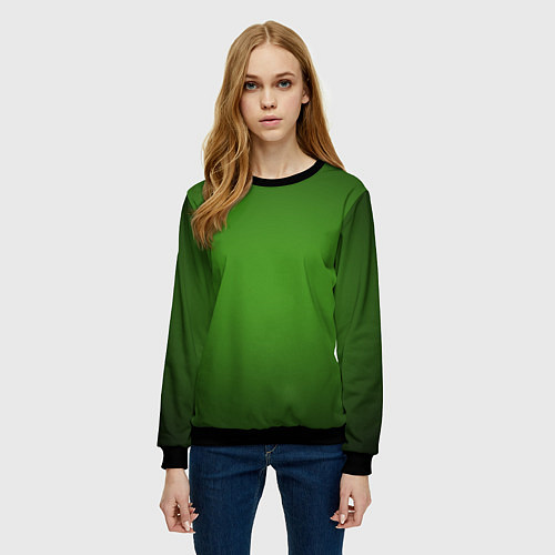 Женский свитшот Зеленый с затемняющей виньеткой / 3D-Черный – фото 3