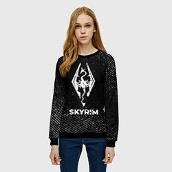 Свитшот женский Skyrim с потертостями на темном фоне, цвет: 3D-черный — фото 2