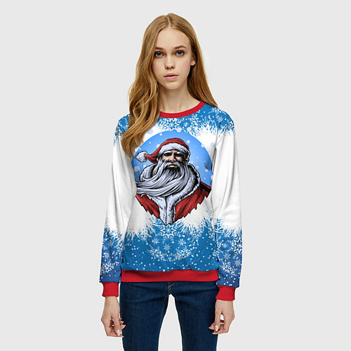 Женский свитшот Лого Санты / 3D-Красный – фото 3