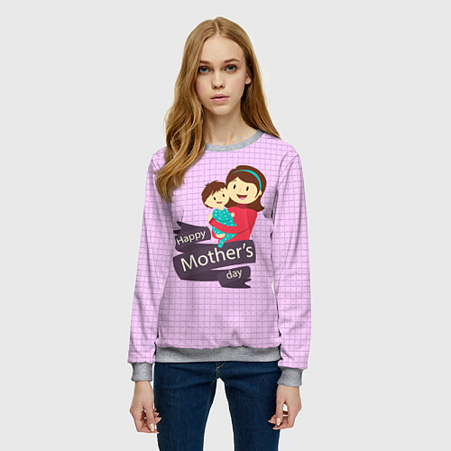 Женский свитшот Happy Mothers Day - картинка / 3D-Меланж – фото 3