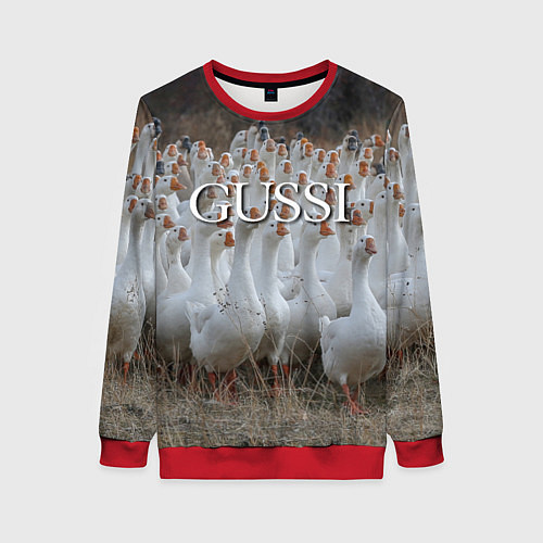 Женский свитшот Стая гусей - Gussi / 3D-Красный – фото 1