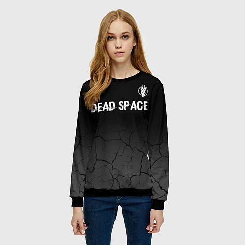 Женский свитшот Dead Space glitch на темном фоне: символ сверху / 3D-Черный – фото 3