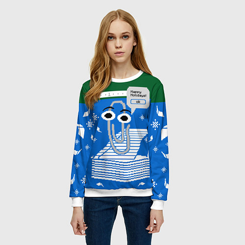 Женский свитшот Скрепка Microsoft / 3D-Белый – фото 3