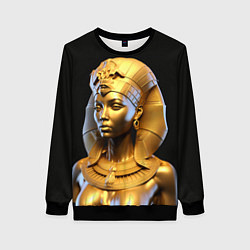 Свитшот женский Нейросеть - золотая египетская богиня, цвет: 3D-черный
