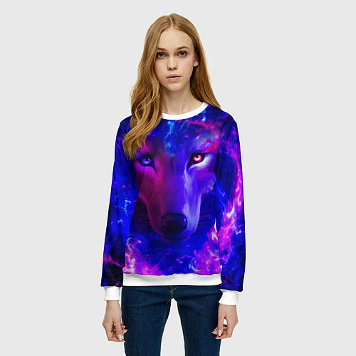 Женский свитшот Волшебный звездный волк / 3D-Белый – фото 3