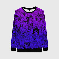 Свитшот женский Ахегао яркий градиент, цвет: 3D-черный