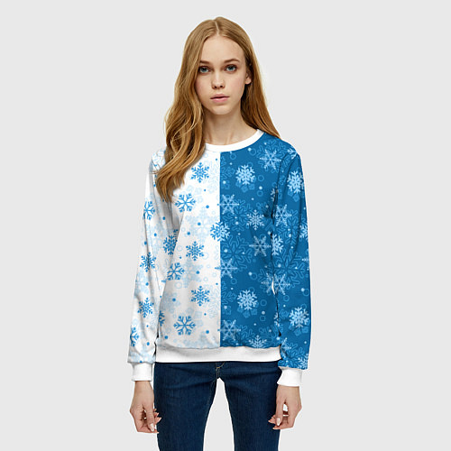 Женский свитшот Красивые снежинки / 3D-Белый – фото 3
