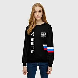 Свитшот женский Россия и три линии на черном фоне, цвет: 3D-черный — фото 2